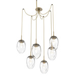 Meteo Gem Swag Multi Light Pendant - Gilded Brass / Clear Geo