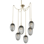 Meteo Gem Swag Multi Light Pendant - Gilded Brass / Smoke Zircon