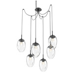 Meteo Gem Swag Multi Light Pendant - Matte Black / Clear Floret
