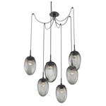 Meteo Gem Swag Multi Light Pendant - Matte Black / Smoke Floret