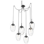 Meteo Gem Swag Multi Light Pendant - Matte Black / Clear Geo