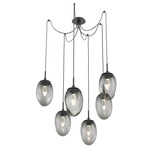 Meteo Gem Swag Multi Light Pendant - Matte Black / Smoke Geo