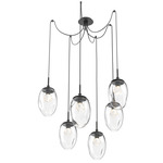 Meteo Gem Swag Multi Light Pendant - Matte Black / Clear Zircon
