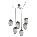 Meteo Gem Swag Multi Light Pendant - Matte Black / Smoke Zircon