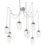 Meteo Gem Swag Multi Light Pendant - Beige Silver / Clear Floret