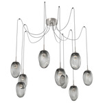 Meteo Gem Swag Multi Light Pendant - Beige Silver / Smoke Floret