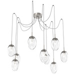 Meteo Gem Swag Multi Light Pendant - Beige Silver / Clear Geo