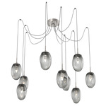 Meteo Gem Swag Multi Light Pendant - Beige Silver / Smoke Geo