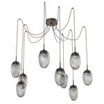 Meteo Gem Swag Multi Light Pendant - Flat Bronze / Smoke Floret