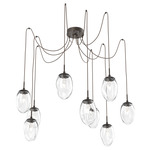 Meteo Gem Swag Multi Light Pendant - Flat Bronze / Clear Geo