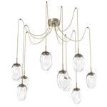 Meteo Gem Swag Multi Light Pendant - Gilded Brass / Clear Geo