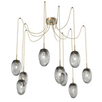 Meteo Gem Swag Multi Light Pendant - Gilded Brass / Smoke Geo