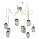 Meteo Gem Swag Multi Light Pendant - Gilded Brass / Smoke Zircon