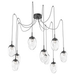 Meteo Gem Swag Multi Light Pendant - Matte Black / Clear Floret