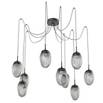 Meteo Gem Swag Multi Light Pendant - Matte Black / Smoke Floret