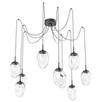 Meteo Gem Swag Multi Light Pendant - Matte Black / Clear Geo