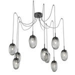 Meteo Gem Swag Multi Light Pendant - Matte Black / Smoke Geo