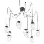 Meteo Gem Swag Multi Light Pendant - Matte Black / Clear Zircon