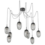 Meteo Gem Swag Multi Light Pendant - Matte Black / Smoke Zircon