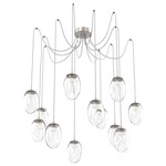 Meteo Gem Swag Multi Light Pendant - Beige Silver / Clear Floret