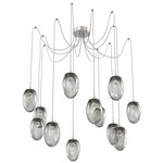 Meteo Gem Swag Multi Light Pendant - Beige Silver / Smoke Floret