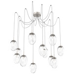 Meteo Gem Swag Multi Light Pendant - Beige Silver / Clear Geo
