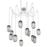 Meteo Gem Swag Multi Light Pendant - Beige Silver / Smoke Geo