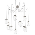 Meteo Gem Swag Multi Light Pendant - Beige Silver / Clear Zircon