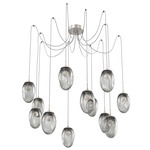Meteo Gem Swag Multi Light Pendant - Beige Silver / Smoke Zircon