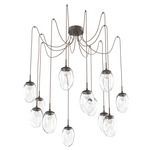 Meteo Gem Swag Multi Light Pendant - Flat Bronze / Clear Floret