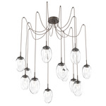 Meteo Gem Swag Multi Light Pendant - Flat Bronze / Clear Geo