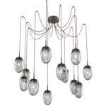 Meteo Gem Swag Multi Light Pendant - Flat Bronze / Smoke Geo