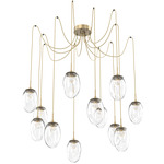 Meteo Gem Swag Multi Light Pendant - Gilded Brass / Clear Floret