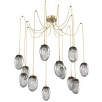Meteo Gem Swag Multi Light Pendant - Gilded Brass / Smoke Floret