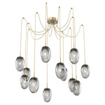 Meteo Gem Swag Multi Light Pendant - Gilded Brass / Smoke Geo