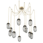 Meteo Gem Swag Multi Light Pendant - Gilded Brass / Smoke Zircon