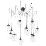 Meteo Gem Swag Multi Light Pendant - Matte Black / Clear Floret