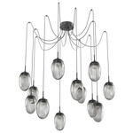 Meteo Gem Swag Multi Light Pendant - Matte Black / Smoke Floret