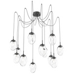 Meteo Gem Swag Multi Light Pendant - Matte Black / Clear Geo