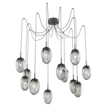 Meteo Gem Swag Multi Light Pendant - Matte Black / Smoke Geo