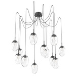 Meteo Gem Swag Multi Light Pendant - Matte Black / Clear Zircon