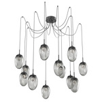 Meteo Gem Swag Multi Light Pendant - Matte Black / Smoke Zircon