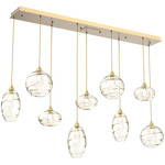 Misto Linear Multi Light Pendant - Gilded Brass / Optic Amber