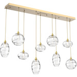 Misto Linear Multi Light Pendant - Gilded Brass / Optic Clear