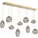 Misto Linear Multi Light Pendant - Gilded Brass / Optic Smoke
