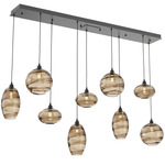 Misto Linear Multi Light Pendant - Matte Black / Optic Bronze