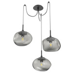 Nova Swag Multi Light Pendant - Matte Black / Smoke