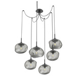 Nova Swag Multi Light Pendant - Matte Black / Smoke