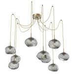 Nova Swag Multi Light Pendant - Gilded Brass / Smoke