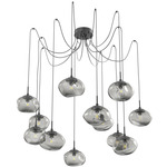 Nova Swag Multi Light Pendant - Matte Black / Smoke